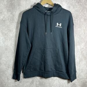 Under Armour UA Essential Fleece Hoodie Sweatshirt Women Medium Black Athleisure